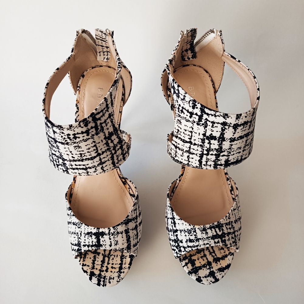 🖤Women's Plaid Platform Ankle Strap - Picture 3 of 7